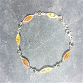 (ABG1) Silver & multi-amber Bracelet