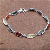 (ABM3) Tri-colour silver and amber bracelet