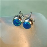 (OME1) Silver Opalite Stud Earrings