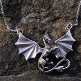 (SCP35) Silver Open-wing Dragon Necklace