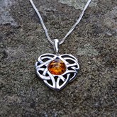 (AP31) Silver And Amber Heart Pendant