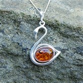 (APO15) Amber Swan Pendant