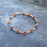 (ABO2) Orange Amber Link Bracelet