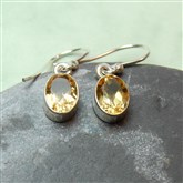 (SFE3) Silver & Citrine Oval Earrings