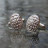 (CU10) Silver Celtic Oval Cufflinks