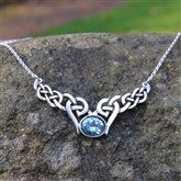 (SCP15b) Silver Celtic Topaz Necklace