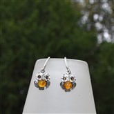 (AED250) NEW! Silver and Amber Owl Earrings