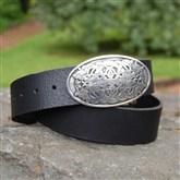 (PB19) Celtic Serpents Buckle on buffalo Leather Belt