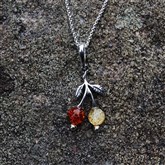 (AP58) Silver And Amber Berries Pendant