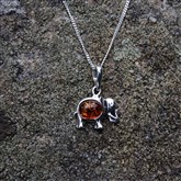 (AP57) Silver And Amber Elephant Pendant