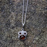 (AP34) Silver And Amber Owl Pendant