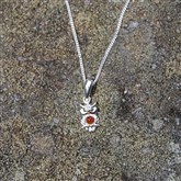 (AP67) Silver And Amber Small Owl Pendant