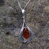 (AP42) Silver And Amber Ripple Pendant