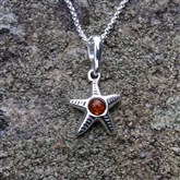 (AP61) Silver And Amber Small Starfish Pendant