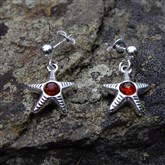 (AES24) Silver And Amber Starfish Studs