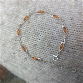 (ABM2) Silver & amber link Bracelet