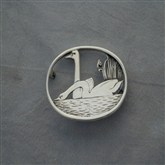 (SCB17) Silver Swans Brooch