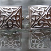 (CU12) Silver Square Celtic Cufflinks