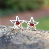 (AES36) Silver Star Amber Studs