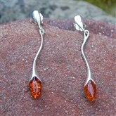 (AED6) Silver & Amber wavy drop earrings