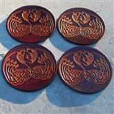 (LC02) Celtic Swans Leather Coasters