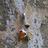 (AP83) Tri Amber Heart Pendant