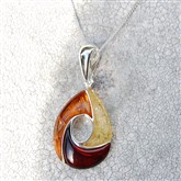 (APG2) Silver & Tri-amber Art Deco Pendant