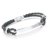 Grey Leather Tribal ID Wristband