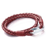 Rust Coloured Leather Plaited Wristlet