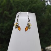 (AED27) Silver And Amber Multi-stone Earrings