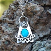 (SCP2) Silver & Turquoise Celtic Pendant
