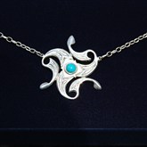(SCP18) Silver & Turquoise Celtic Spiral Necklace