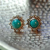 (SE7) Silver & Turquoise Star Studs