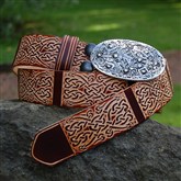 (PB17) Viking Buckle on Celtic Leather Belt