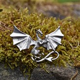 (SCBR6) Silver wide-wing Dragon Brooch